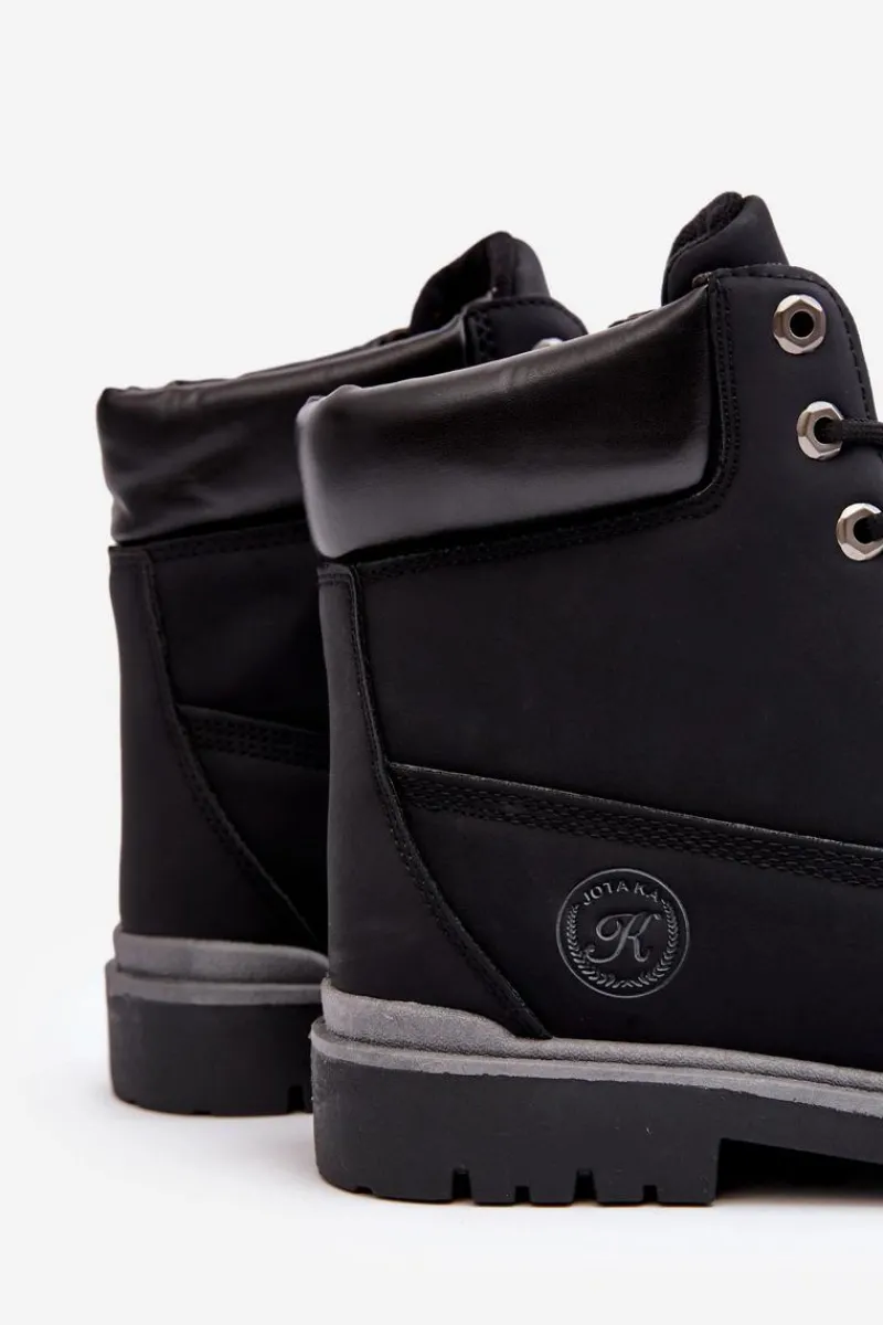 Clearance Męskie Botki Trapery Sznurowane Czarne Memeni Męskie Obuwie Trekkingowe Męskie|Obuwie Sportowe Męskie