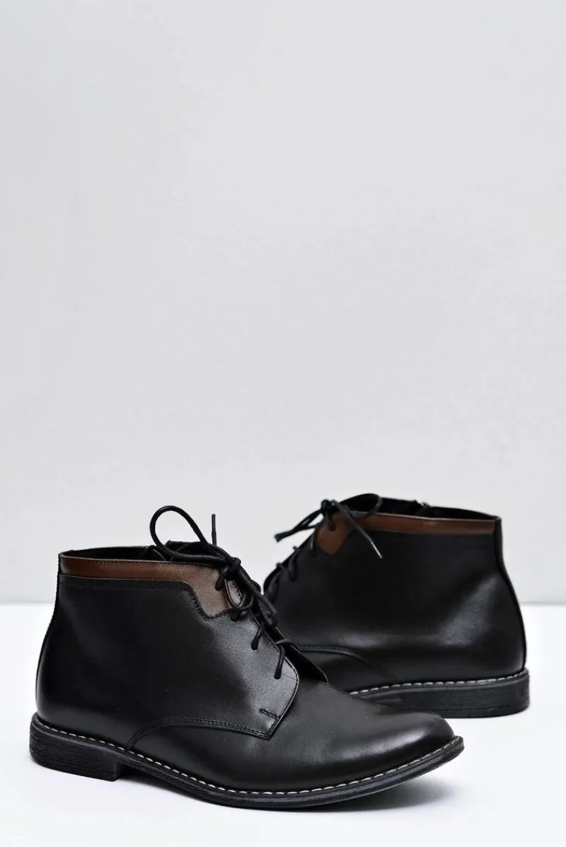 New Boto Męskie Botki Wysokie Ciepłe Z Zamkiem Czarne Mendez