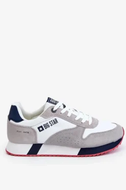 Obuwie Sportowe Męskie>Big Star Shoes Męskie Buty Sportowe Memory Foam System Big Star LL174160 Biało-Szare