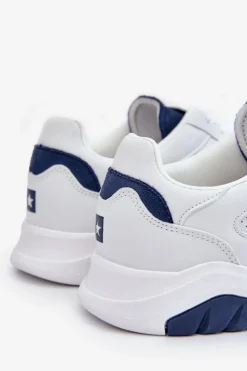 Męskie Buty Sportowe Memory Foam Big Star JJ174318 Białe Męskie Obuwie Sportowe Męskie