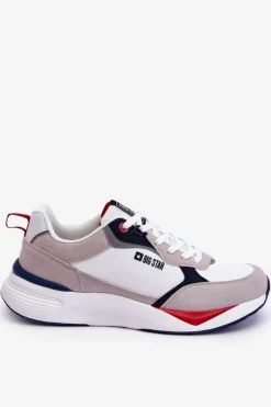 New Męskie Buty Sportowe Memory Foam Big Star LL174235 Biało-Szare Męskie Obuwie Sportowe Męskie