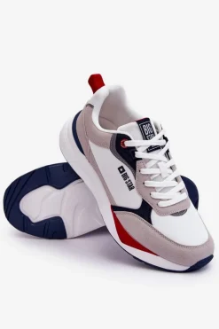 New Męskie Buty Sportowe Memory Foam Big Star LL174235 Biało-Szare Męskie Obuwie Sportowe Męskie