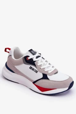 New Męskie Buty Sportowe Memory Foam Big Star LL174235 Biało-Szare Męskie Obuwie Sportowe Męskie