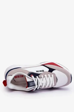 New Męskie Buty Sportowe Memory Foam Big Star LL174235 Biało-Szare Męskie Obuwie Sportowe Męskie