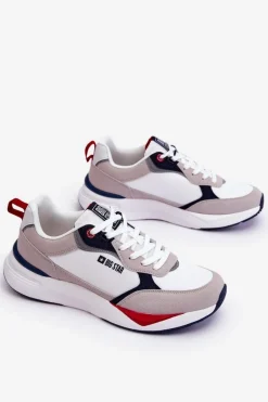 New Męskie Buty Sportowe Memory Foam Big Star LL174235 Biało-Szare Męskie Obuwie Sportowe Męskie