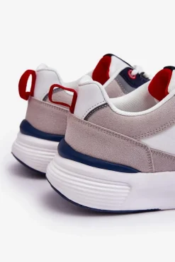 New Męskie Buty Sportowe Memory Foam Big Star LL174235 Biało-Szare Męskie Obuwie Sportowe Męskie