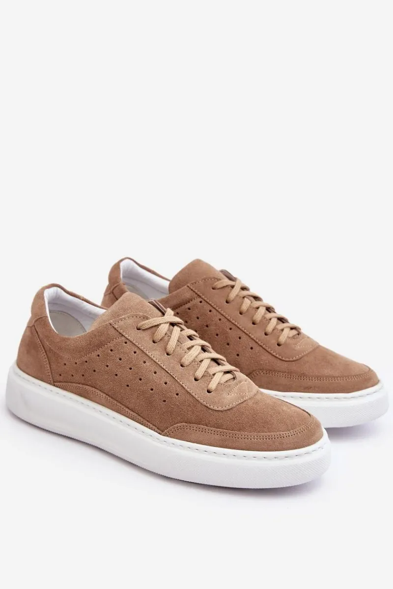 Discount Męskie Buty Sportowe Zamszowe 1544 Beżowe Męskie Obuwie Sportowe Męskie