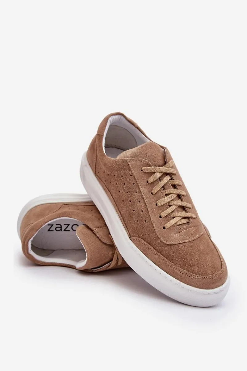 Discount Męskie Buty Sportowe Zamszowe 1544 Beżowe Męskie Obuwie Sportowe Męskie