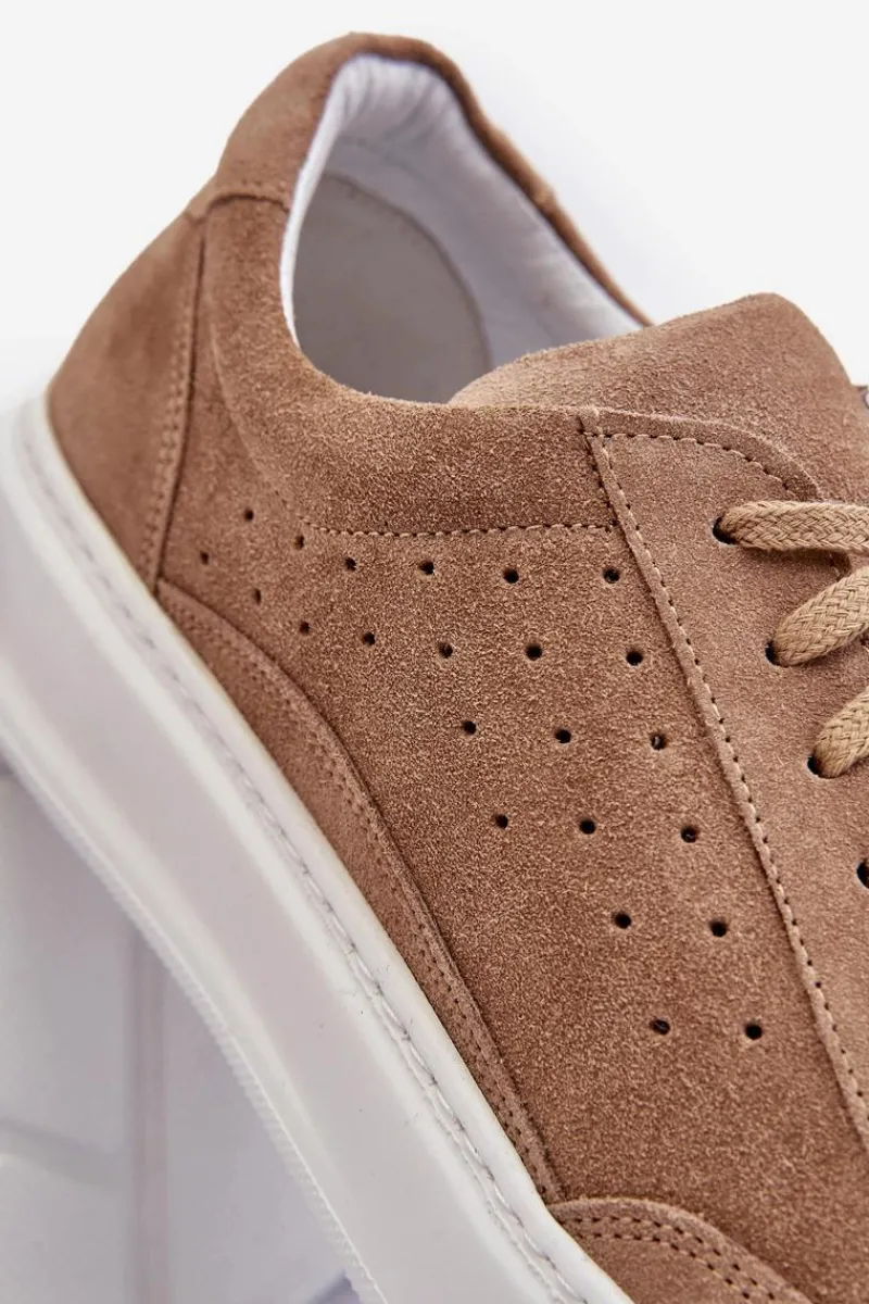 Discount Męskie Buty Sportowe Zamszowe 1544 Beżowe Męskie Obuwie Sportowe Męskie