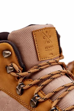 Sale Cross Jeans Męskie Buty Trekkingowe Ocieplane KK1R4020C Camel Brązowy