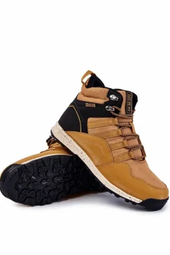 Obuwie Trekkingowe Męskie|Botki Męskie>Big Star Shoes Męskie Buty Trekkingowe Ocieplane Big Star KK174373 Camel