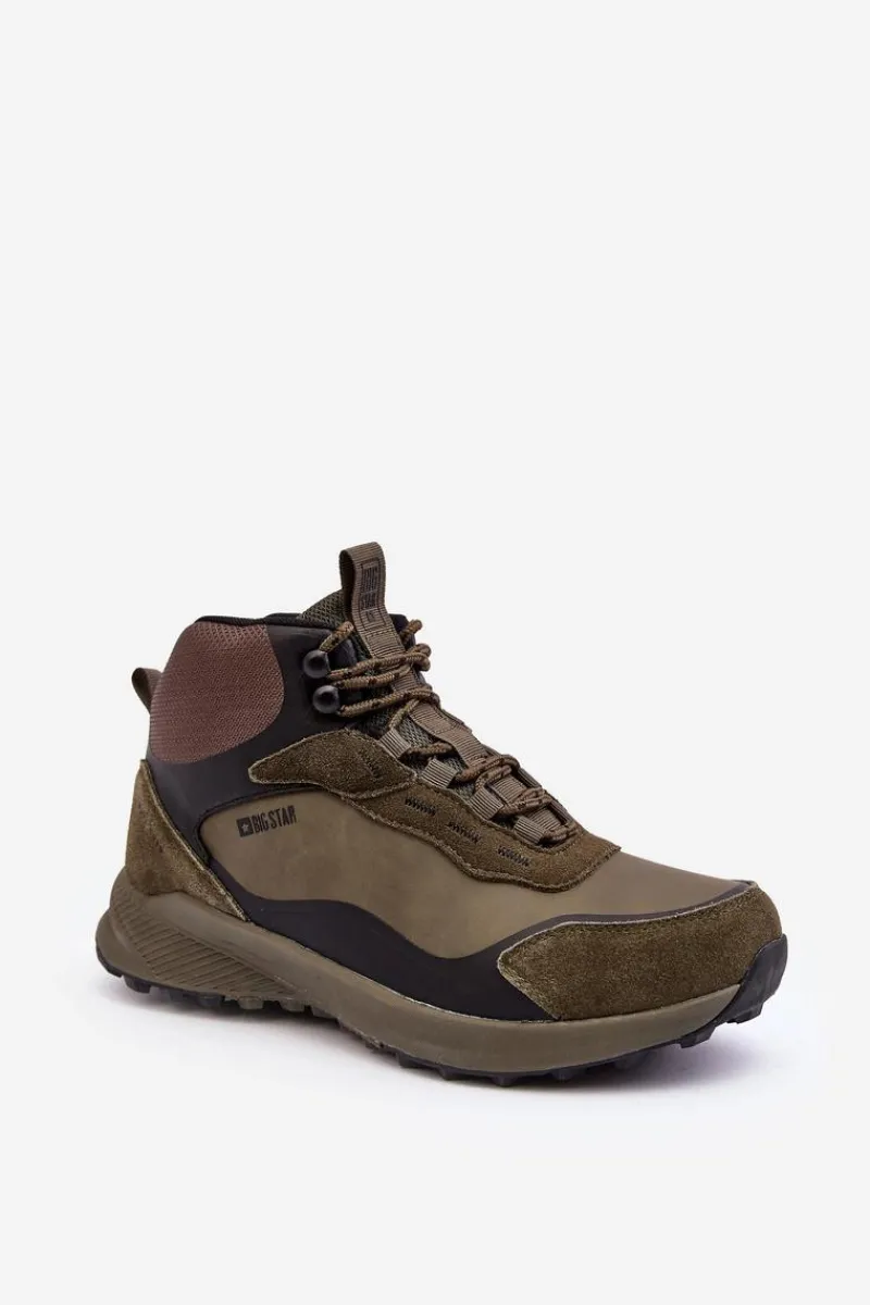Męskie Buty Trekkingowe Ocieplane Zielone Big Star MM174333 Męskie Obuwie Trekkingowe Męskie|Obuwie Sportowe Męskie