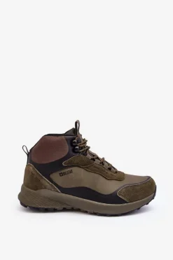 Męskie Buty Trekkingowe Ocieplane Zielone Big Star MM174333 Męskie Obuwie Trekkingowe Męskie|Obuwie Sportowe Męskie