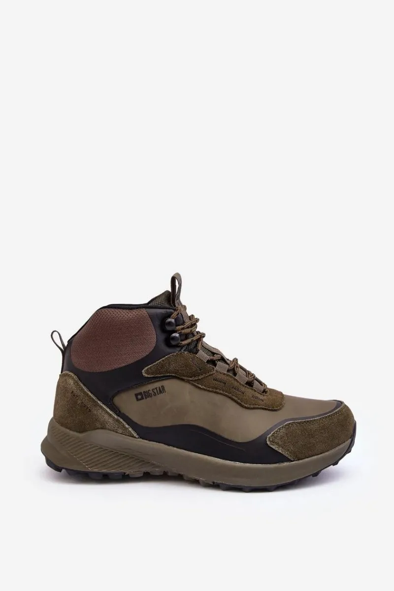 Męskie Buty Trekkingowe Ocieplane Zielone Big Star MM174333 Męskie Obuwie Trekkingowe Męskie|Obuwie Sportowe Męskie