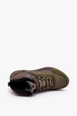 Męskie Buty Trekkingowe Ocieplane Zielone Big Star MM174333 Męskie Obuwie Trekkingowe Męskie|Obuwie Sportowe Męskie