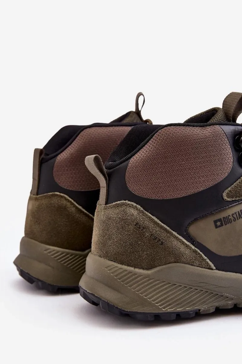 Męskie Buty Trekkingowe Ocieplane Zielone Big Star MM174333 Męskie Obuwie Trekkingowe Męskie|Obuwie Sportowe Męskie