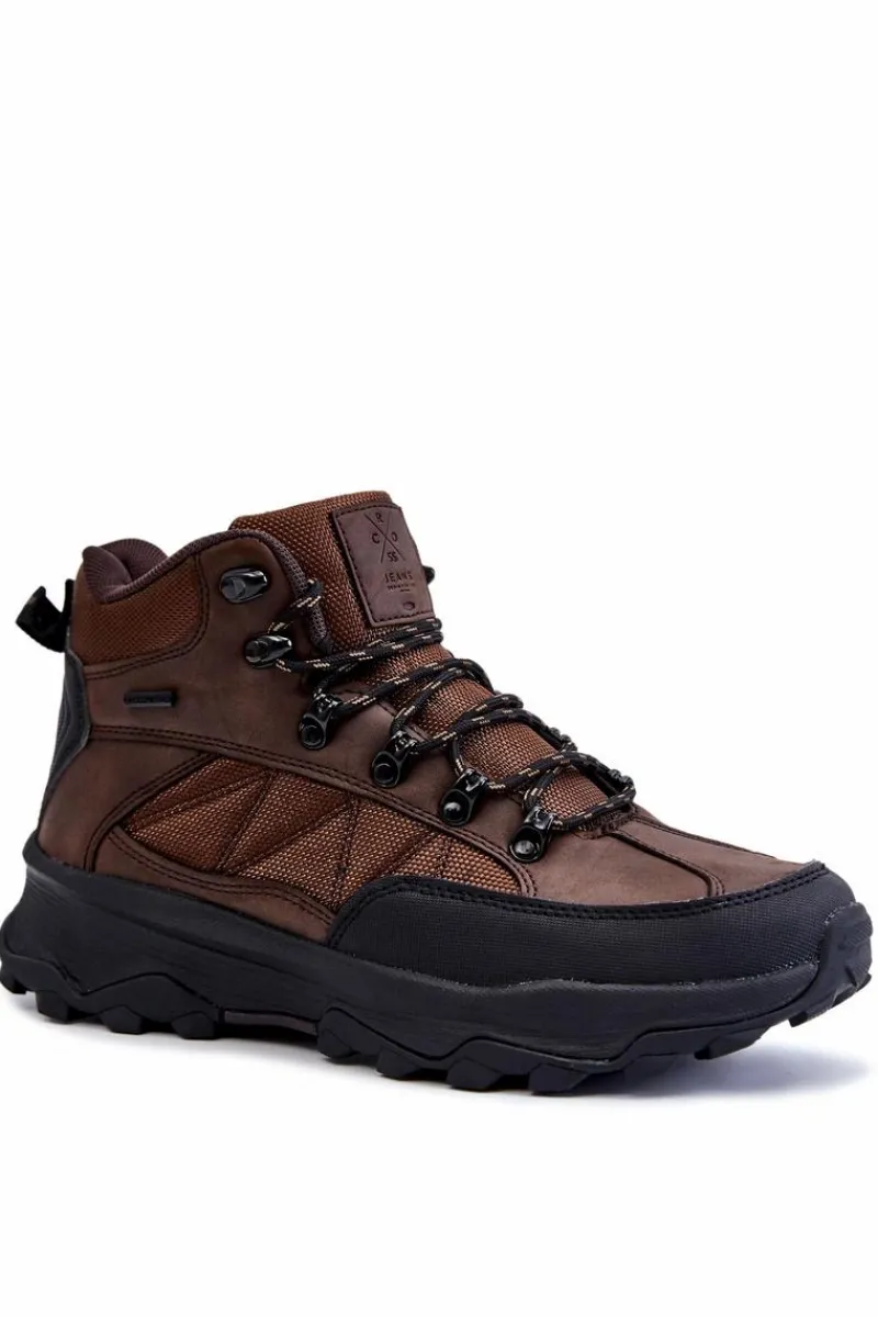 Obuwie Trekkingowe Męskie|Botki Męskie>Cross Jeans Męskie Buty Trekkingowe Ocieplane KK1R4019C Ciemnobrązowe