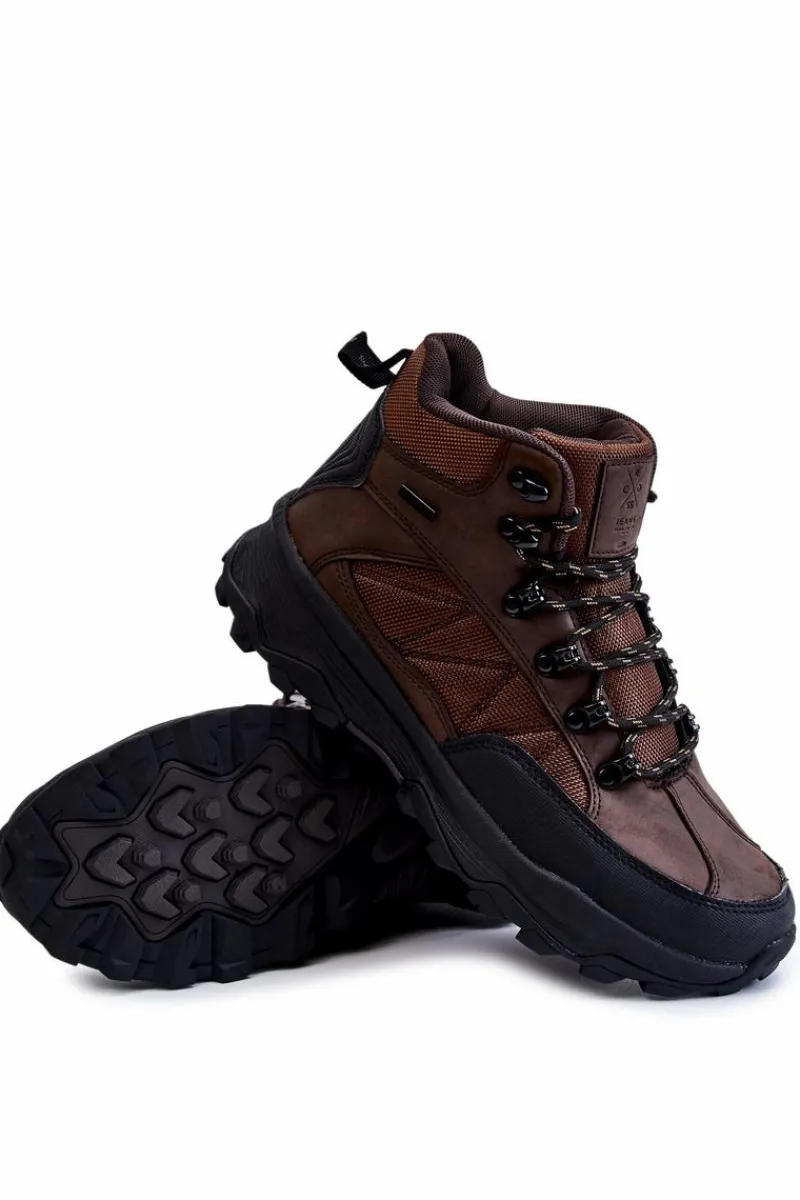 Obuwie Trekkingowe Męskie|Botki Męskie>Cross Jeans Męskie Buty Trekkingowe Ocieplane KK1R4019C Ciemnobrązowe