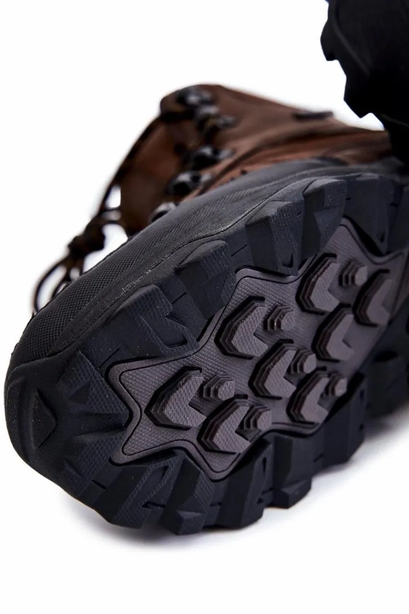 Obuwie Trekkingowe Męskie|Botki Męskie>Cross Jeans Męskie Buty Trekkingowe Ocieplane KK1R4019C Ciemnobrązowe