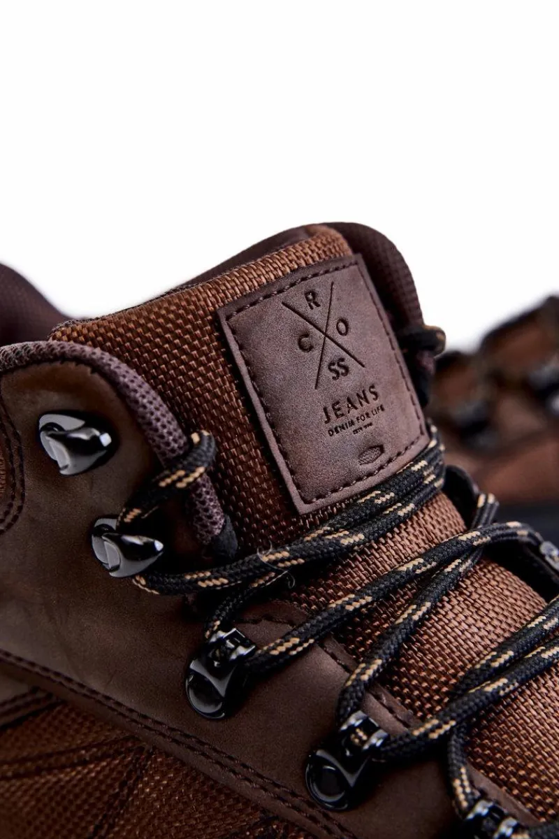 Obuwie Trekkingowe Męskie|Botki Męskie>Cross Jeans Męskie Buty Trekkingowe Ocieplane KK1R4019C Ciemnobrązowe