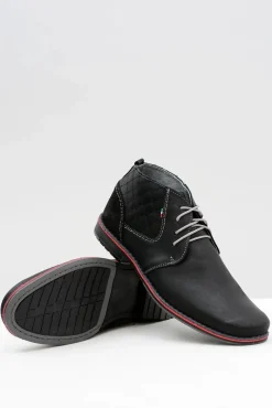 Online Męskie Czarne Skórzane Półbuty Graziano Męskie Półbuty Casual