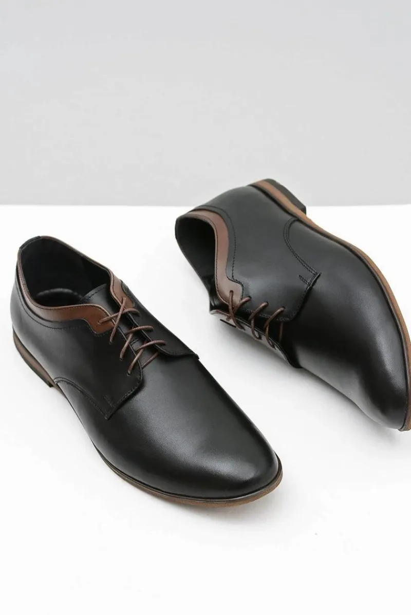 Online Męskie Czarne Skórzane Półbuty Gianni Męskie Półbuty Casual