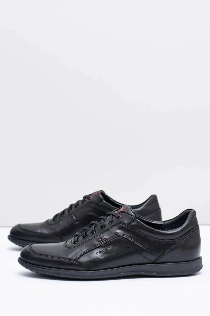 Półbuty Casual>Boto Męskie Czarne Skórzane Półbuty Nikopol Casual Polver