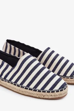 Trampki Niskie|Trampki Męskie Niskie></noscript>Boto Męskie Espadryle Z Materiałowe W Paski Granatowe Kerenz