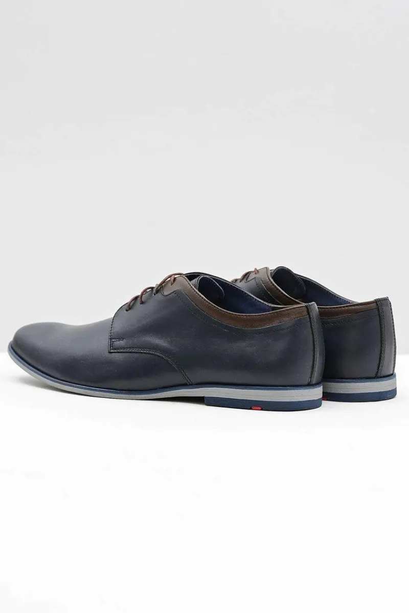 Półbuty Casual>Boto Męskie Granatowe Skórzane Półbuty Gianni