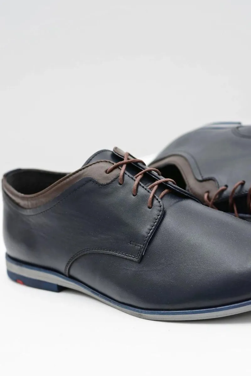 Półbuty Casual>Boto Męskie Granatowe Skórzane Półbuty Gianni