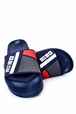 Discount Big Star Shoes Męskie Klapki Big Star HH174837 Granatowe
