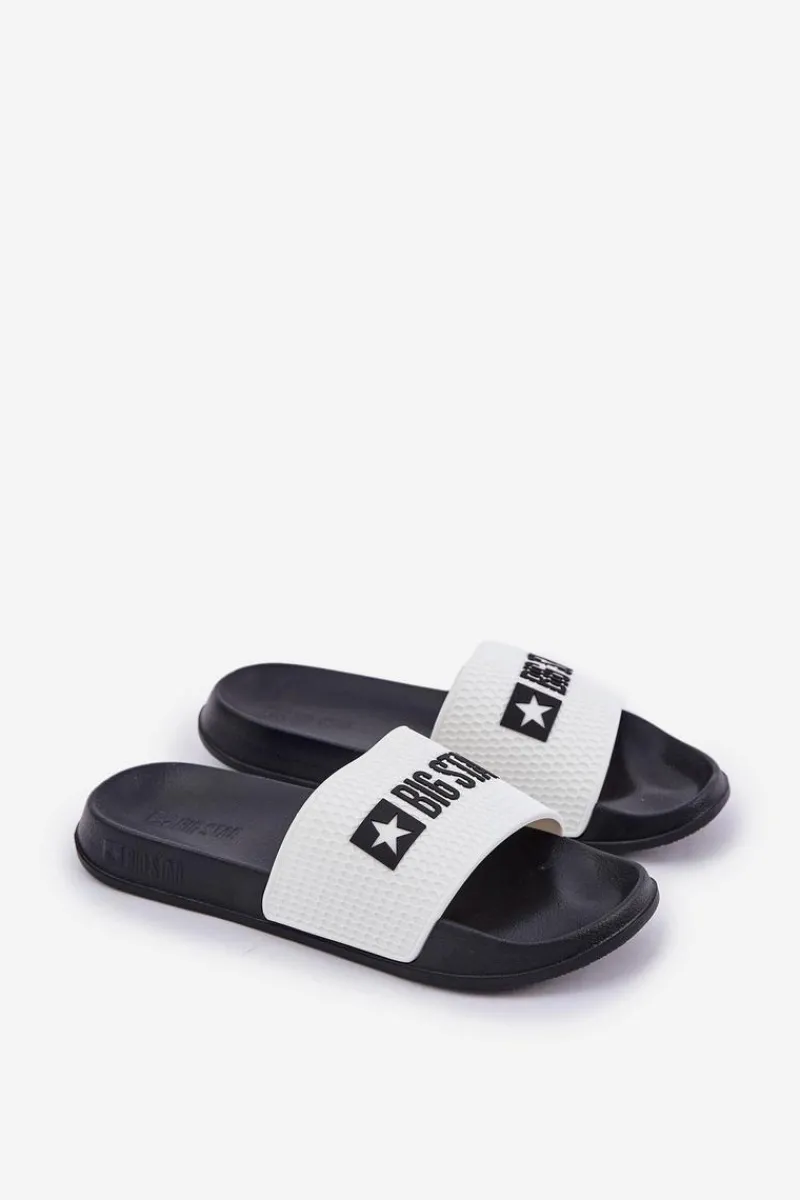 Big Star Shoes Męskie Klapki Big Star JJ174506 Białe Biały