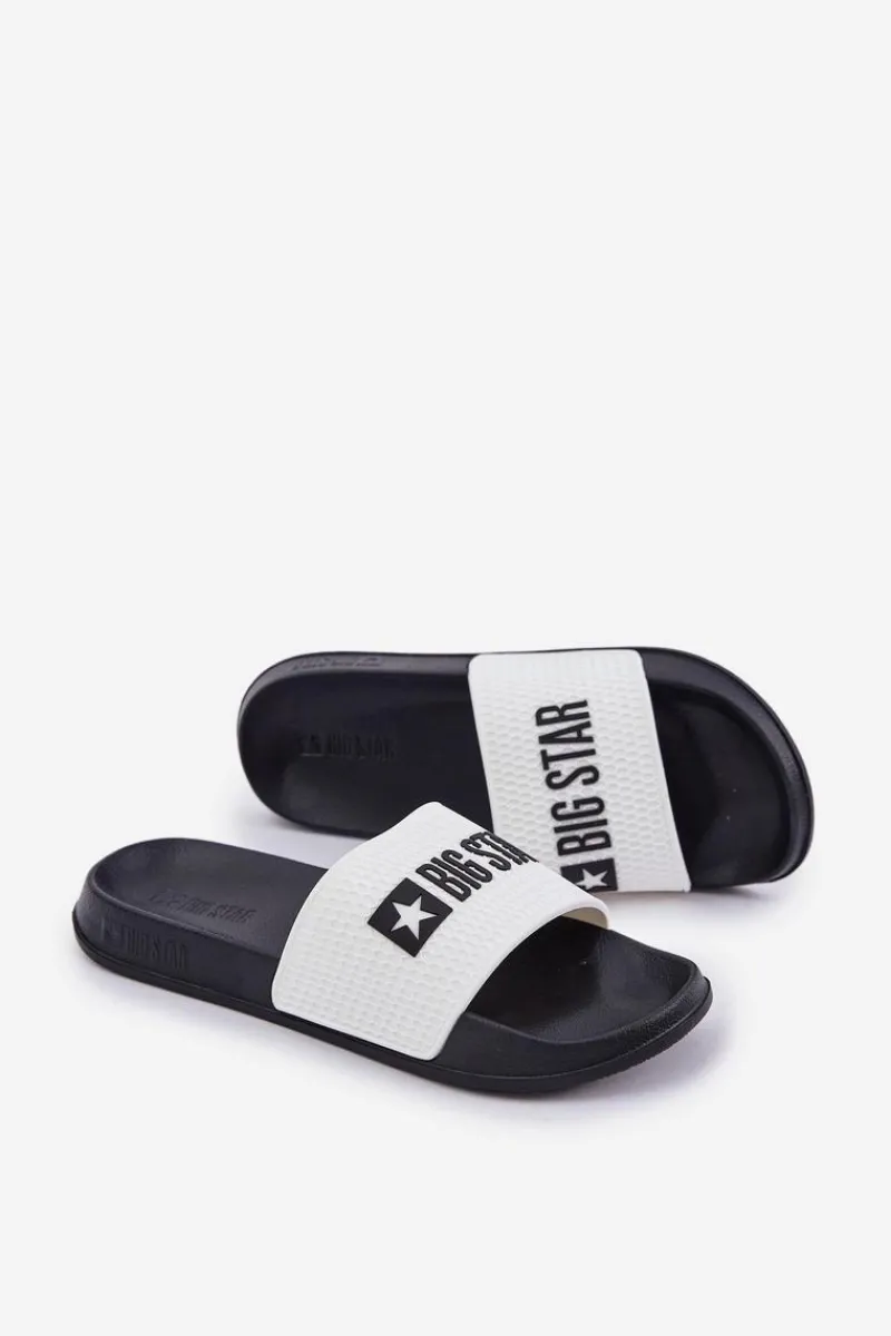 Big Star Shoes Męskie Klapki Big Star JJ174506 Białe Biały