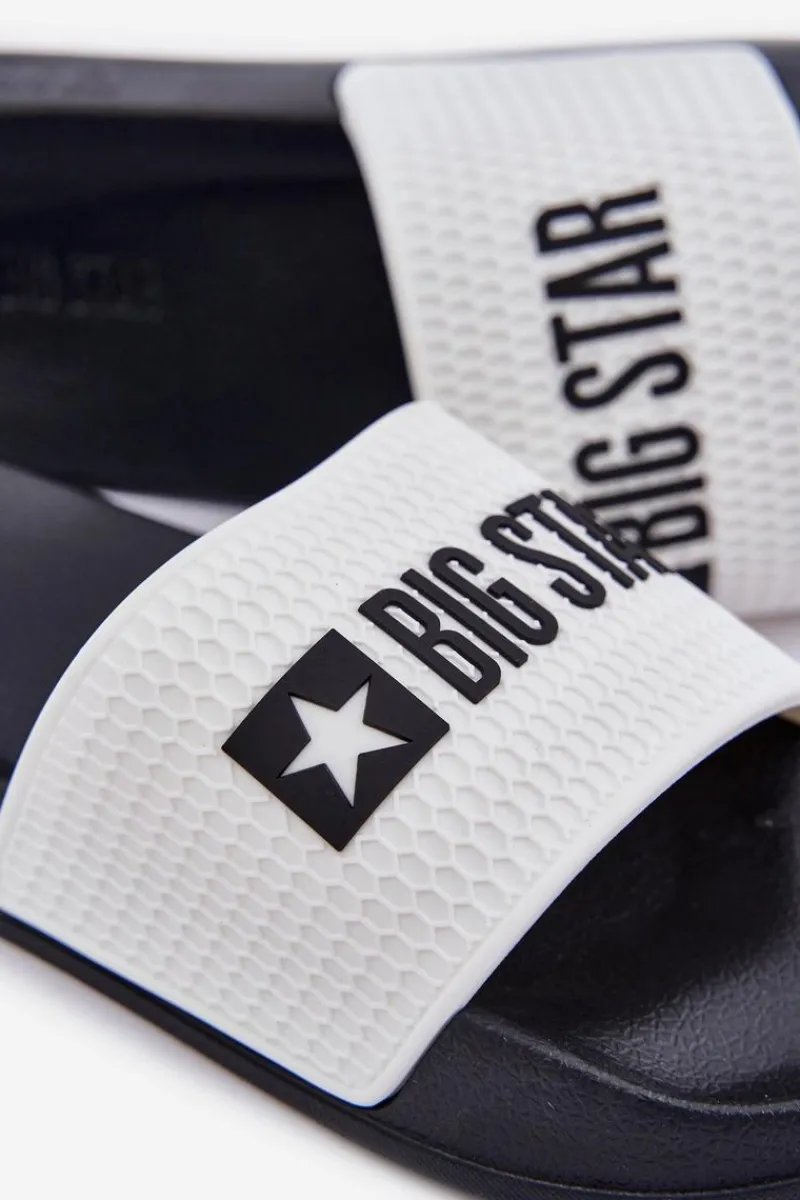 Big Star Shoes Męskie Klapki Big Star JJ174506 Białe Biały