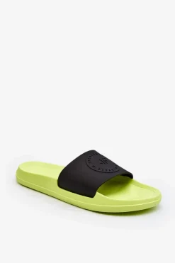 Klapki Męskie Klasyczne>4F Męskie Klapki SS23FFLIM075-72S Limonkowo-Czarne