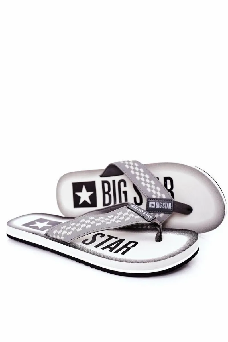 Discount Big Star Shoes Męskie Klapki Japonki Big Star HH174813 Szare