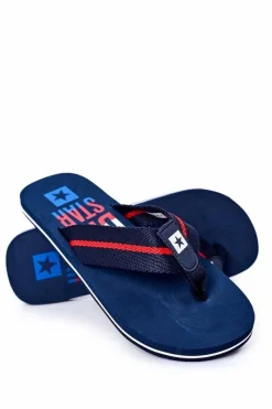 Sale Big Star Shoes Męskie Klapki Japonki Big Star FF174478 Granatowe