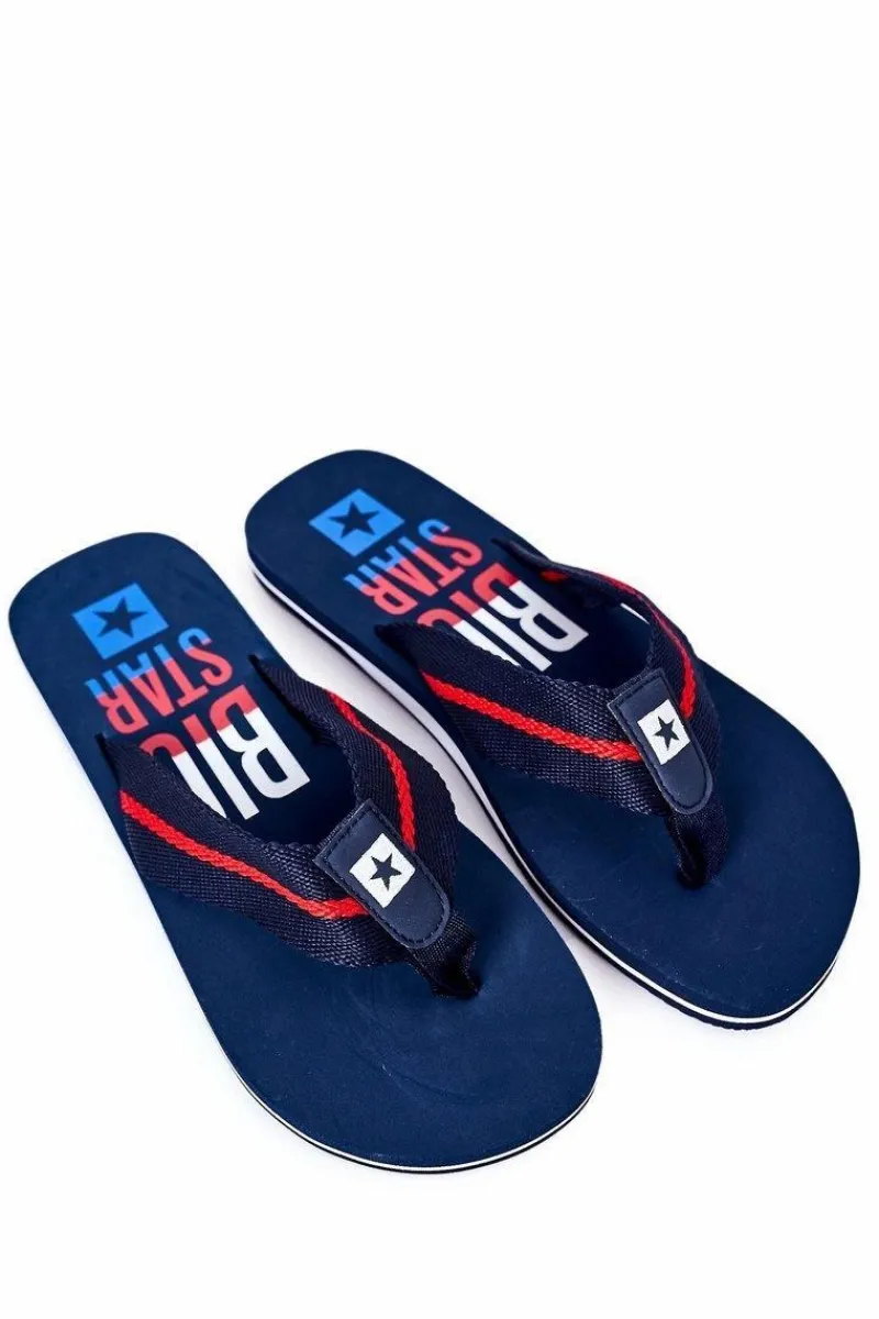 Sale Big Star Shoes Męskie Klapki Japonki Big Star FF174478 Granatowe