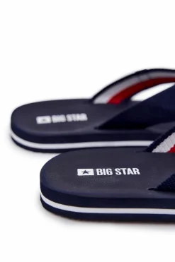 Discount Big Star Shoes Męskie Klapki Japonki Big Star JJ174518 Granatowe