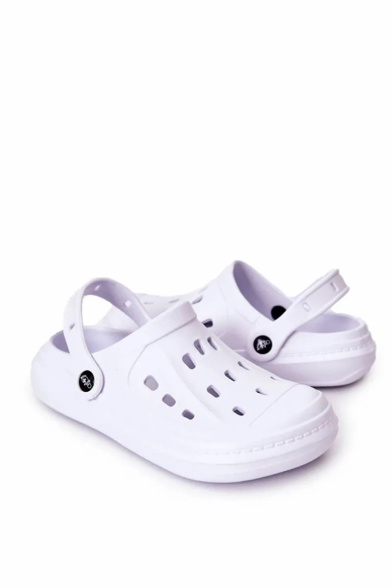 Discount Męskie Klapki Kroksy 154M001 Białe Męskie Klapki Męskie Klasyczne