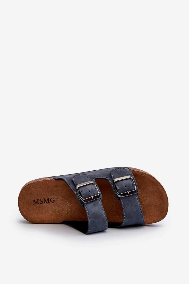 Męskie Klapki Na Korkowej Podeszwie Granatowe Rosawia Męskie Klapki Męskie Klasyczne