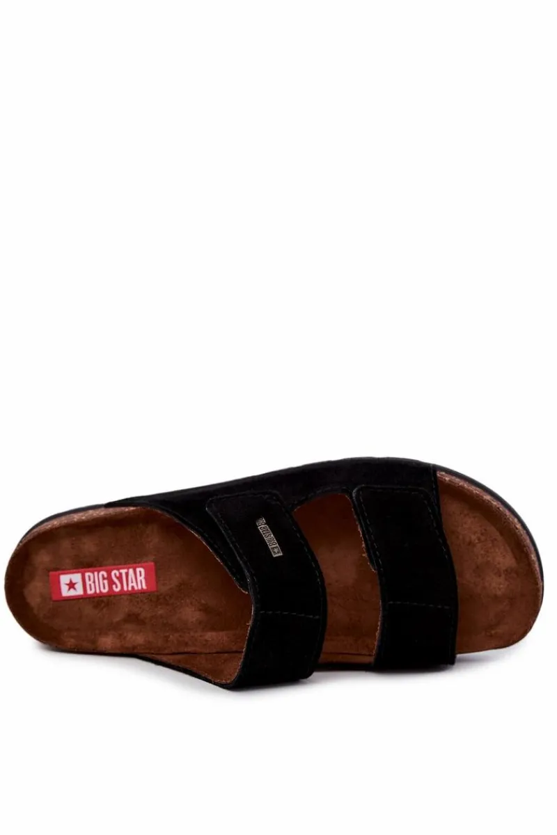 Klapki Męskie Big Star|Klapki Męskie Klasyczne>Big Star Shoes Męskie Klapki Na Rzepy Big Star JJ176001 Czarne