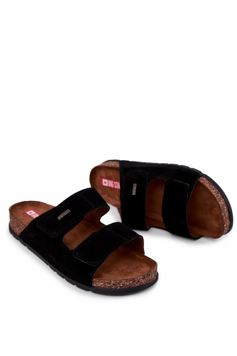 Klapki Męskie Big Star|Klapki Męskie Klasyczne>Big Star Shoes Męskie Klapki Na Rzepy Big Star JJ176001 Czarne