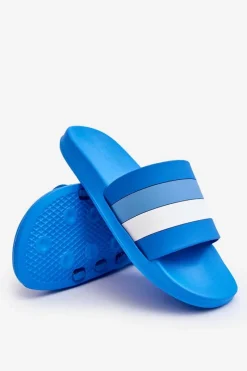 Hot Męskie Klapki W Paski Niebieskie Vision Męskie Klapki Męskie Klasyczne