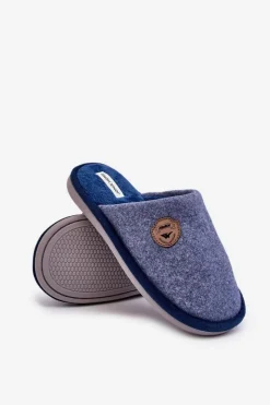 Outlet Męskie Klasyczne Kapcie Niebieskie Makis Męskie Papcie Męskie