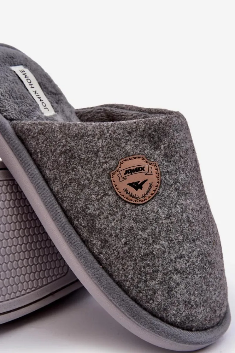 Papcie Męskie>Boto Męskie Klasyczne Kapcie Szare Makis Szary
