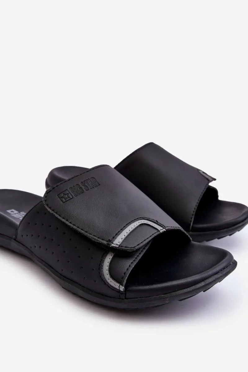 Big Star Shoes Męskie Klasyczne Klapki Big Star LL174603 Czarne