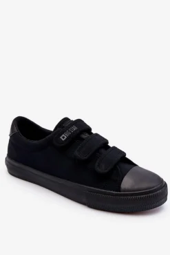 New Big Star Shoes Męskie Klasyczne Materiałowe Tenisówki Na Rzepy Big Star LL174631 Czarne