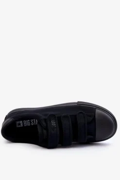 New Big Star Shoes Męskie Klasyczne Materiałowe Tenisówki Na Rzepy Big Star LL174631 Czarne