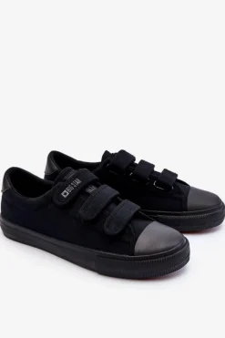 New Big Star Shoes Męskie Klasyczne Materiałowe Tenisówki Na Rzepy Big Star LL174631 Czarne
